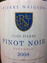 Pierre Naigeon Victoria Pinot Noir 2008