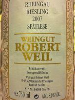 Robert Weil Rheingau Riesling Spatlese 2007
